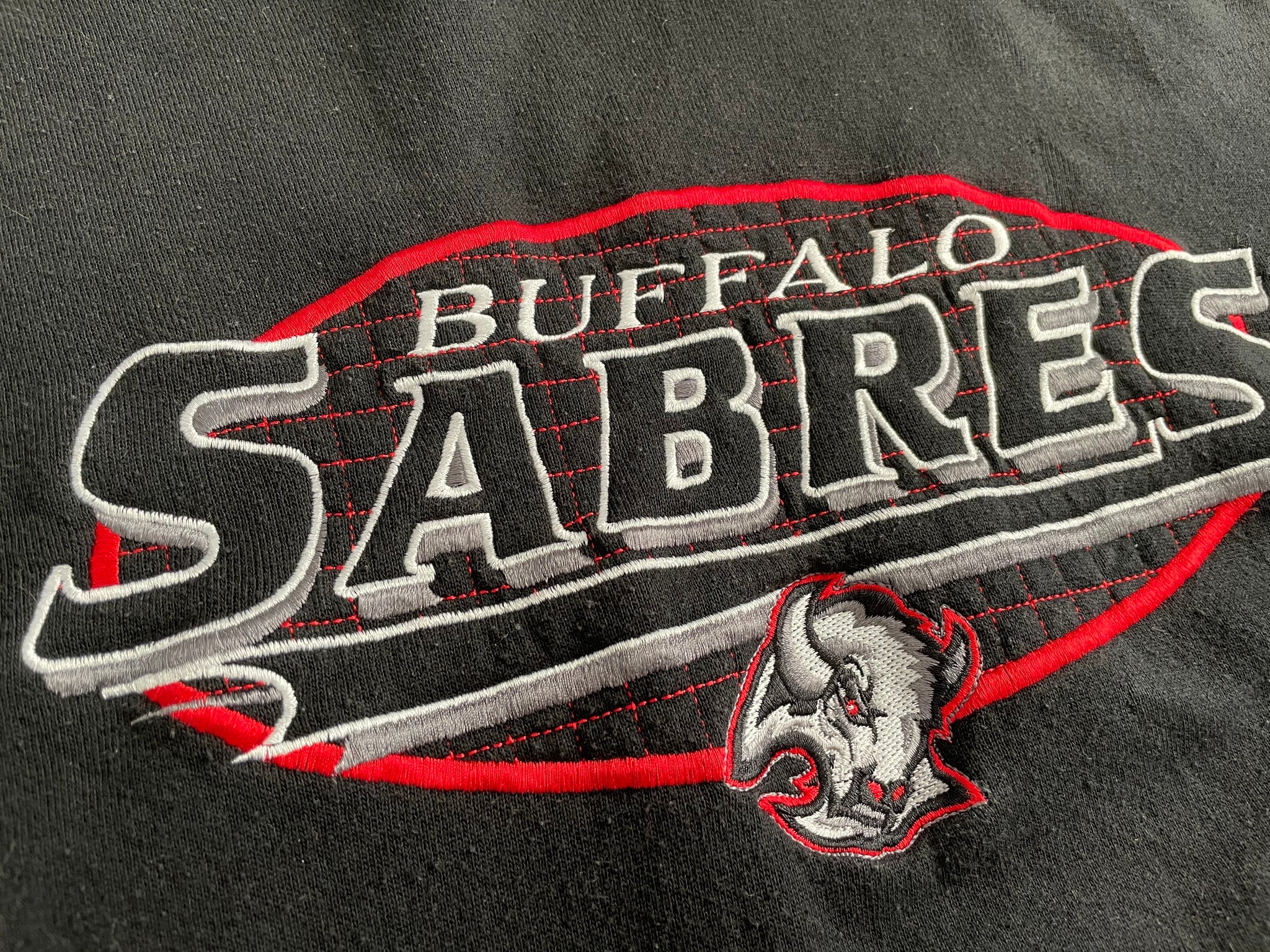 Vintage 1990s Reebok Buffalo Sabres NHL Graphic Hoodie / 