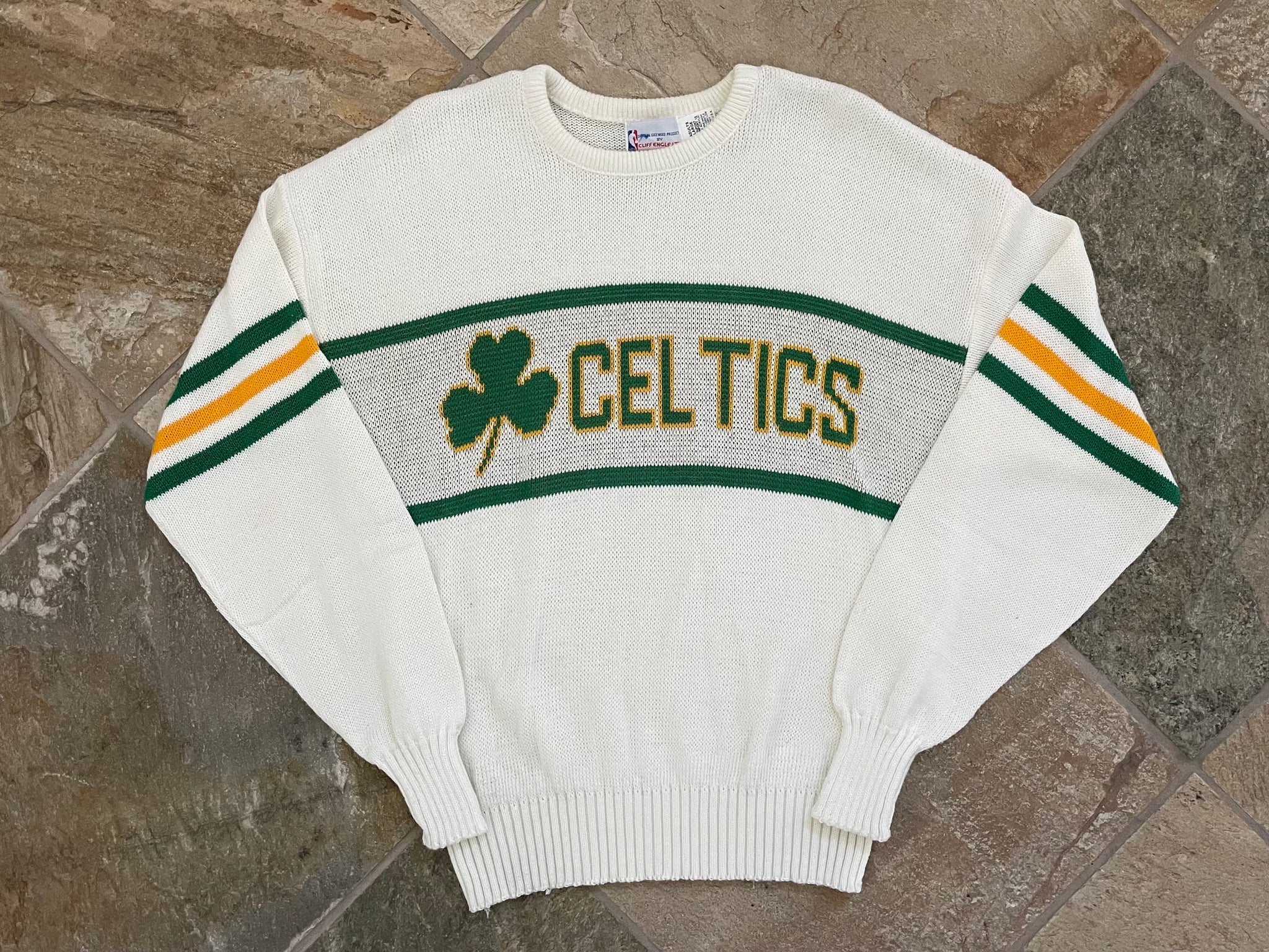 Vintage Boston Celtics Cliff Engle Sweater Size Large Made In USA 80s