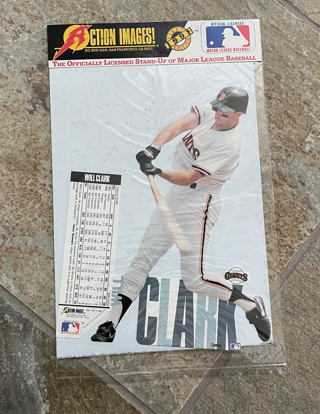 Vintage San Francisco Giants Will Clark Action Images Cardboard Standup Baseball Poster ###