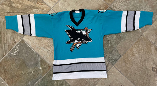 Vintage San Jose Sharks CCM Maska Hockey Jersey, Size Youth XL, 14-16