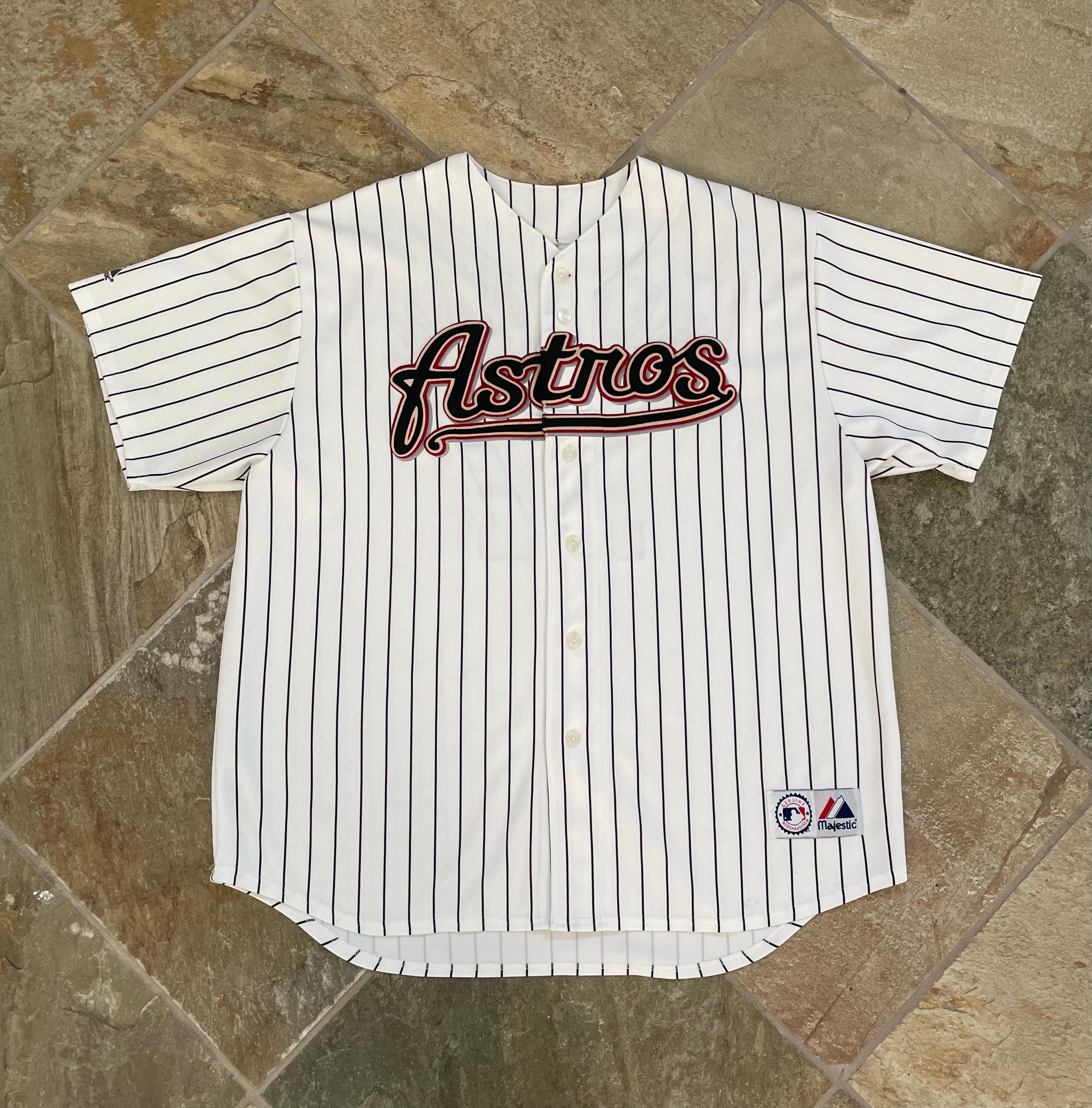 MAJESTIC  LANCE BERKMAN Houston Astros 2004 Throwback Home Baseball Jersey