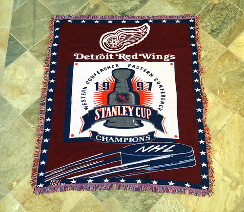 Vintage Detroit Red Wings 1997 Stanley Cup Champions NHL Hockey Blanket ###