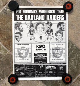 Vintage Oakland Raiders 1979 Team Schedule NFL Football Poster