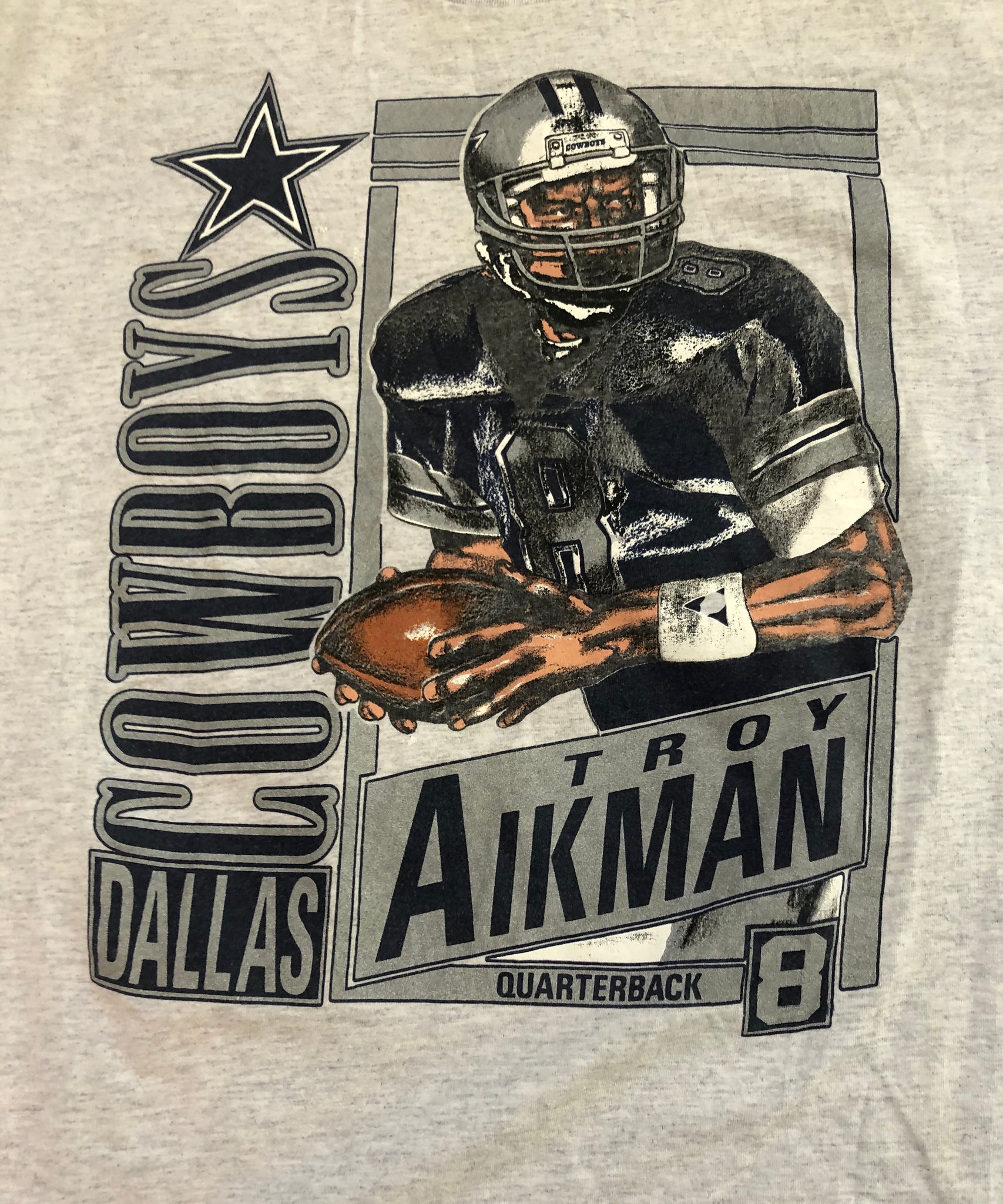 Vtg 90's Champion White Dallas Cowboys 8 Troy Aikman NFL 