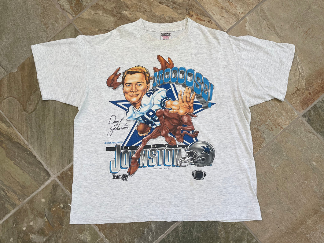 Vintage Dallas Cowboys Darryl Johnson Moose Caricature Football Tshirt, Size XL