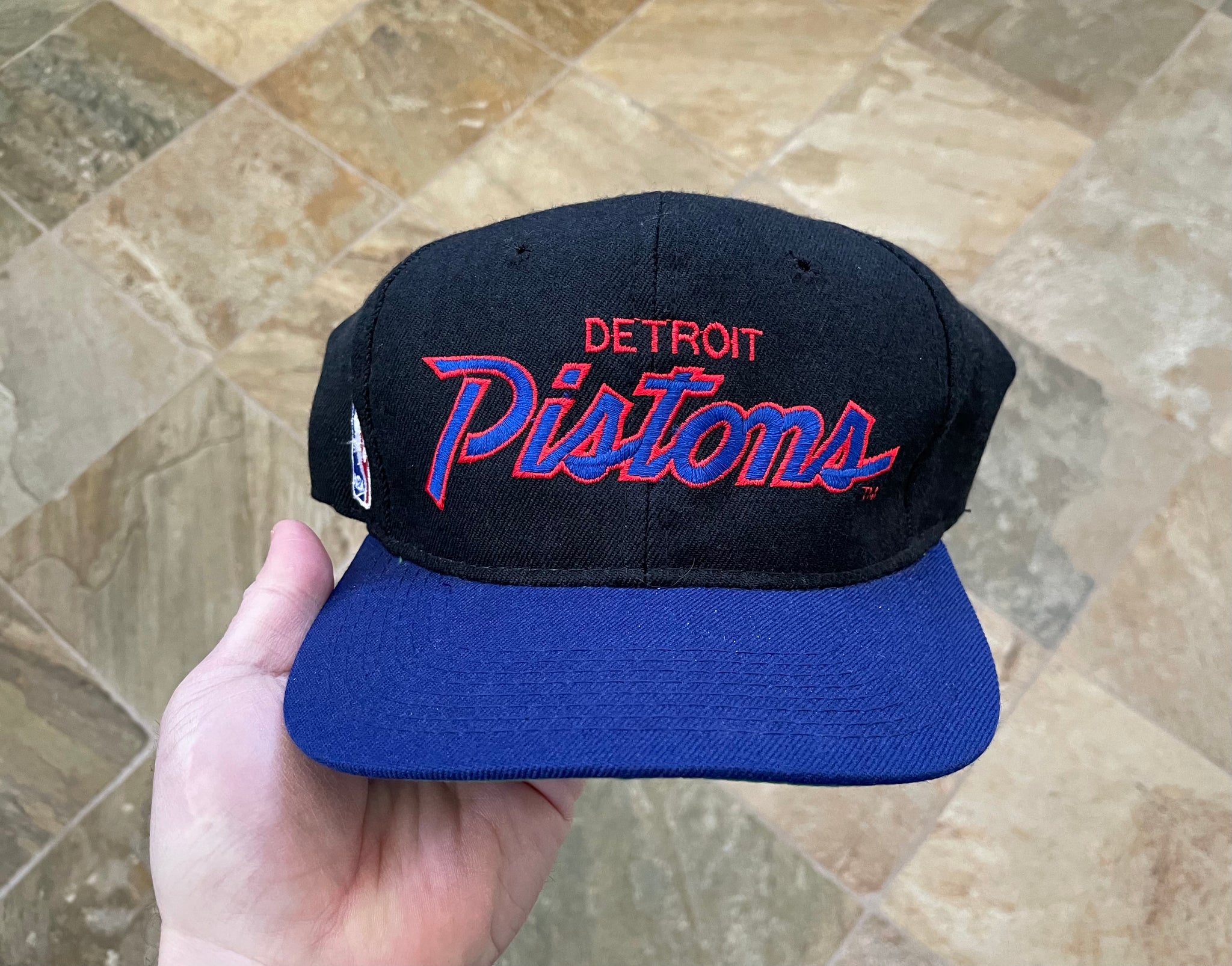 Vintage Detroit Pistons Sports Specialties Script Snapback