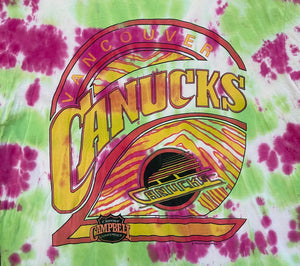 Vintage Vancouver Canucks Zubaz Tie Dye Hockey Tshirt, Size Large
