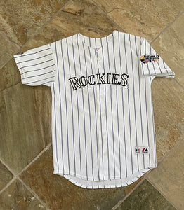 Majestic Colorado Rockies Todd Helton 17 Pinstripe Baseball Shirt