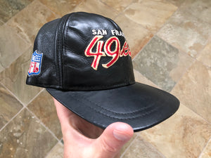 Vintage San Francisco 49ers Leather Sports Specialties script bootleg Snapback Strapback Football Hat