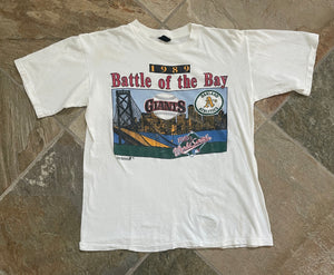 Vintage Battle of the Bay A’s Giants World Series Baseball Tshirt, Size Medium