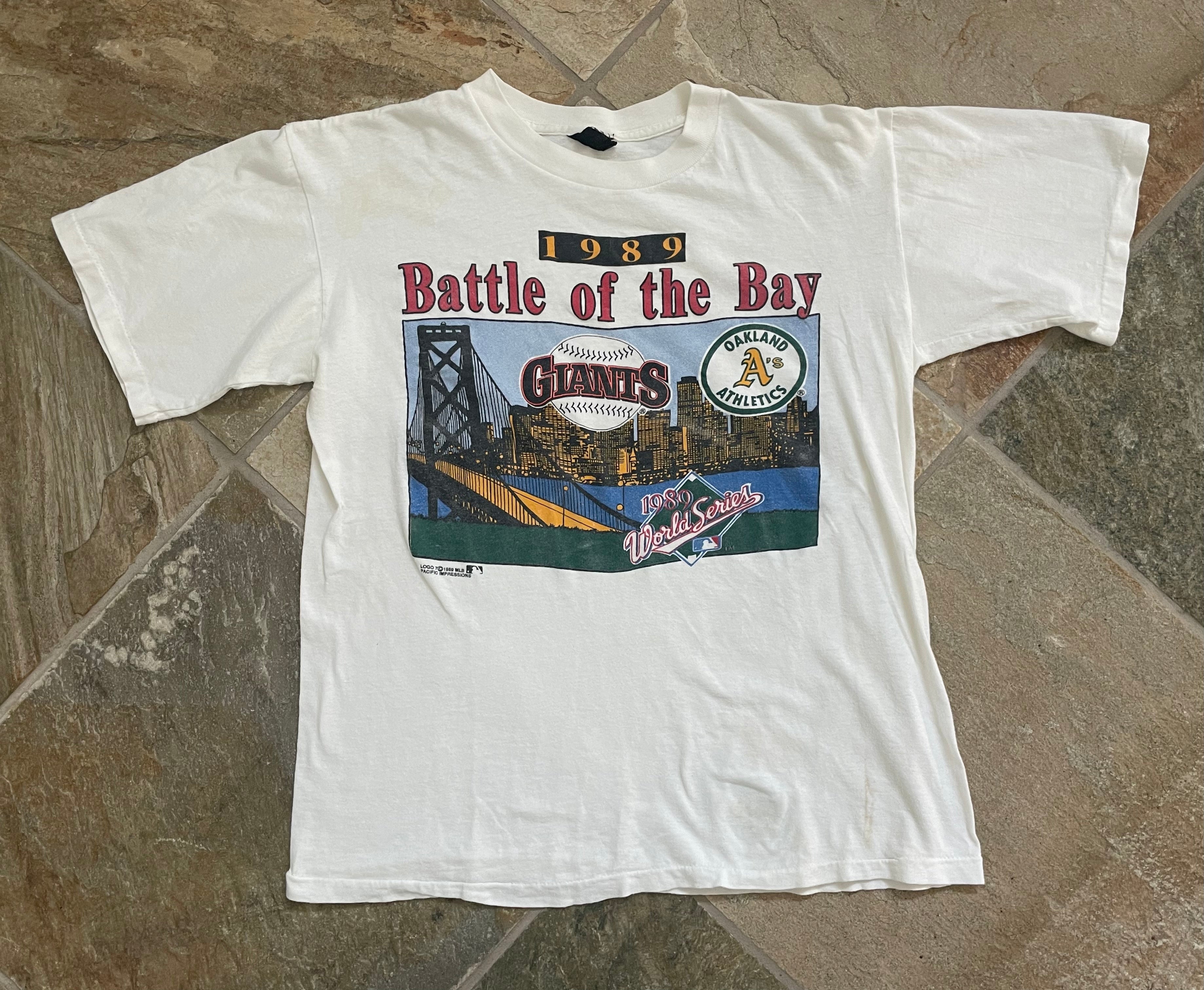 1989 SAN FRANCISCO GIANTS vs OAKLAND A'S Battle of Bay WORLD SERIES LG  Shirt TAG