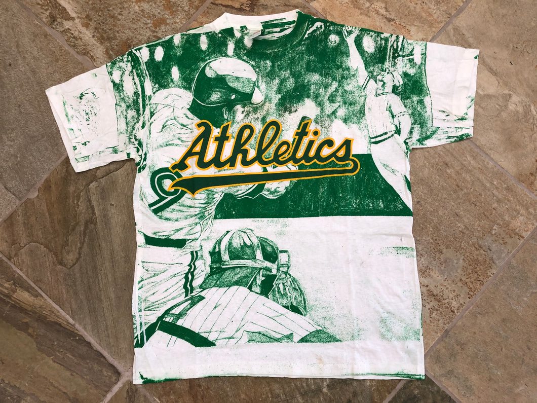 Vintage Oakland Athletics All Over Print Baseball Tshirt, Size XL
