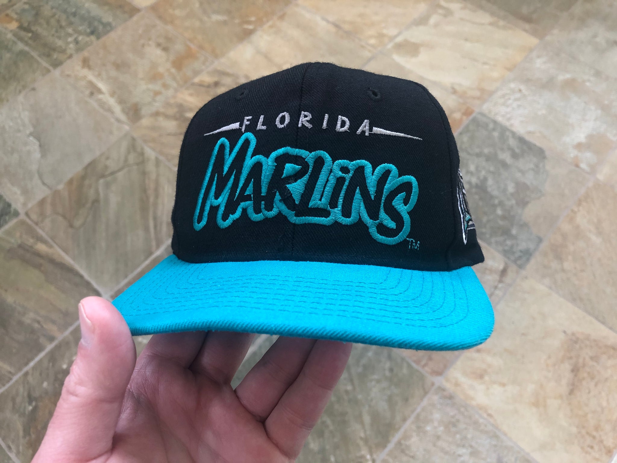 FLORIDA MARLINS Snapback Script Hat Cap Vintage 90s 