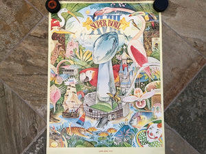 Vintage Super Bow XVIII Oakland Raiders Washington Redskins Football Poster