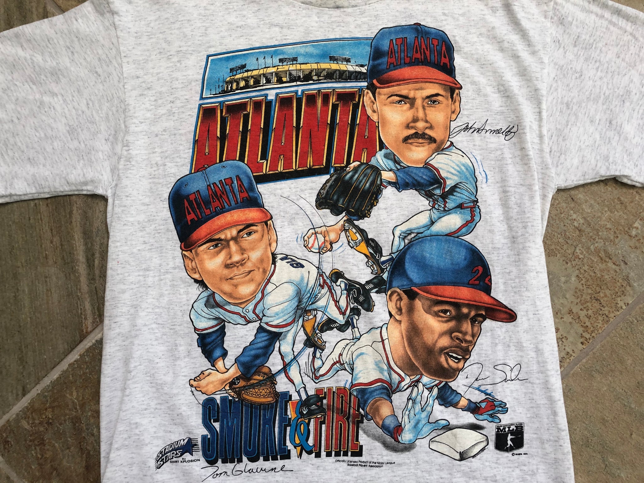 Vintage Atlanta Braves Big Head Character Baseball Tshirt, Size