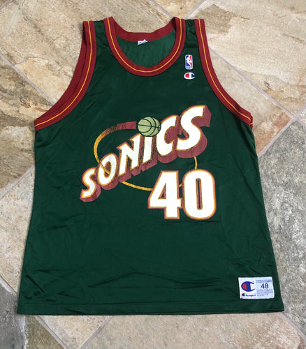 Vintage Seattle Supersonics Shawn Kemp Champion Basketball Jersey, Size 48, XL