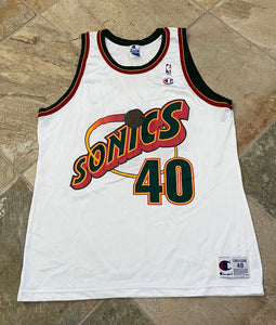Vintage Seattle Supersonics Shawn Kemp Champion Basketball Jersey, Size 48, XL