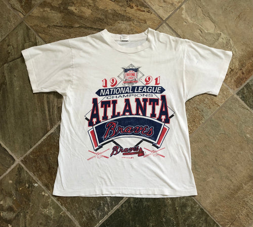 Vintage Atlanta Braves National League Champions Baseball Tshirt, Size Large