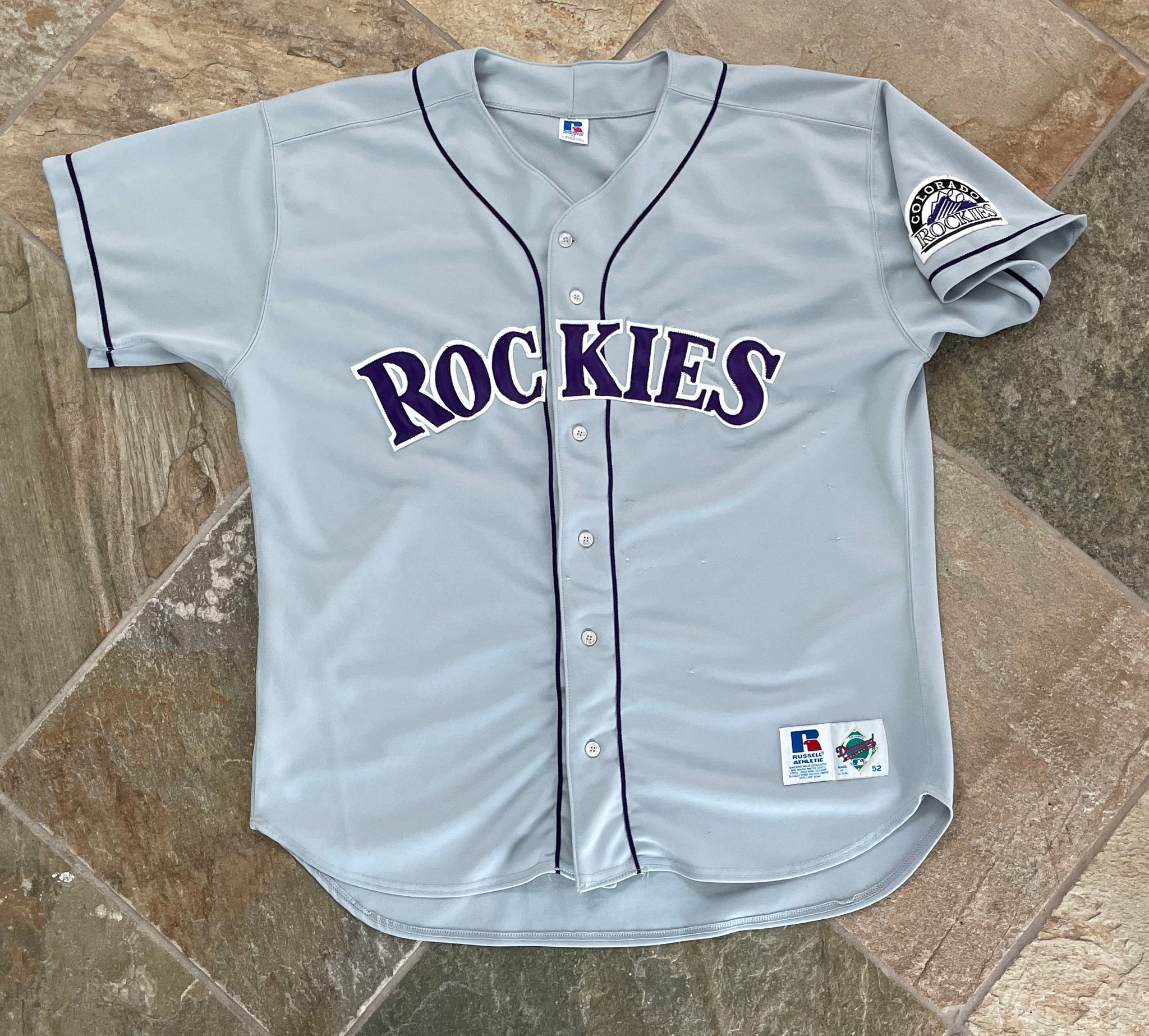 VINTAGE AUTHENTIC RUSSELL ATHLETIC COLORADO ROCKIES SEWN SIZE 48 PULLOVER  JERSEY
