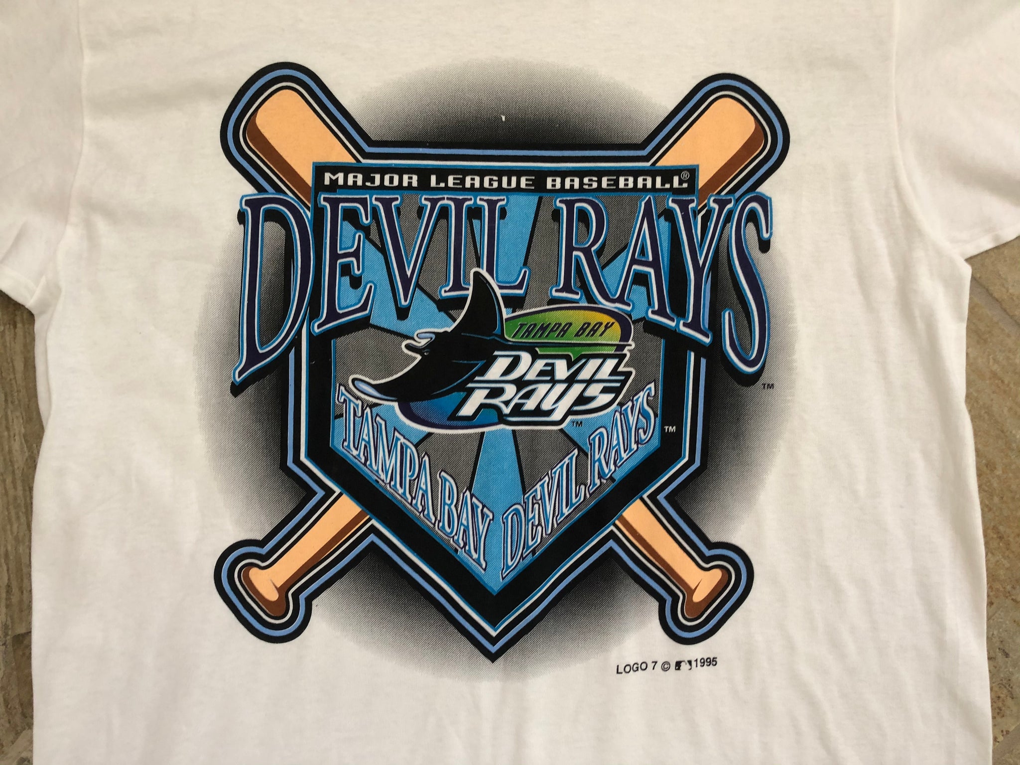 Vintage Tampa Bay Devil Rays Logo 7 Baseball Tshirt, Size Large