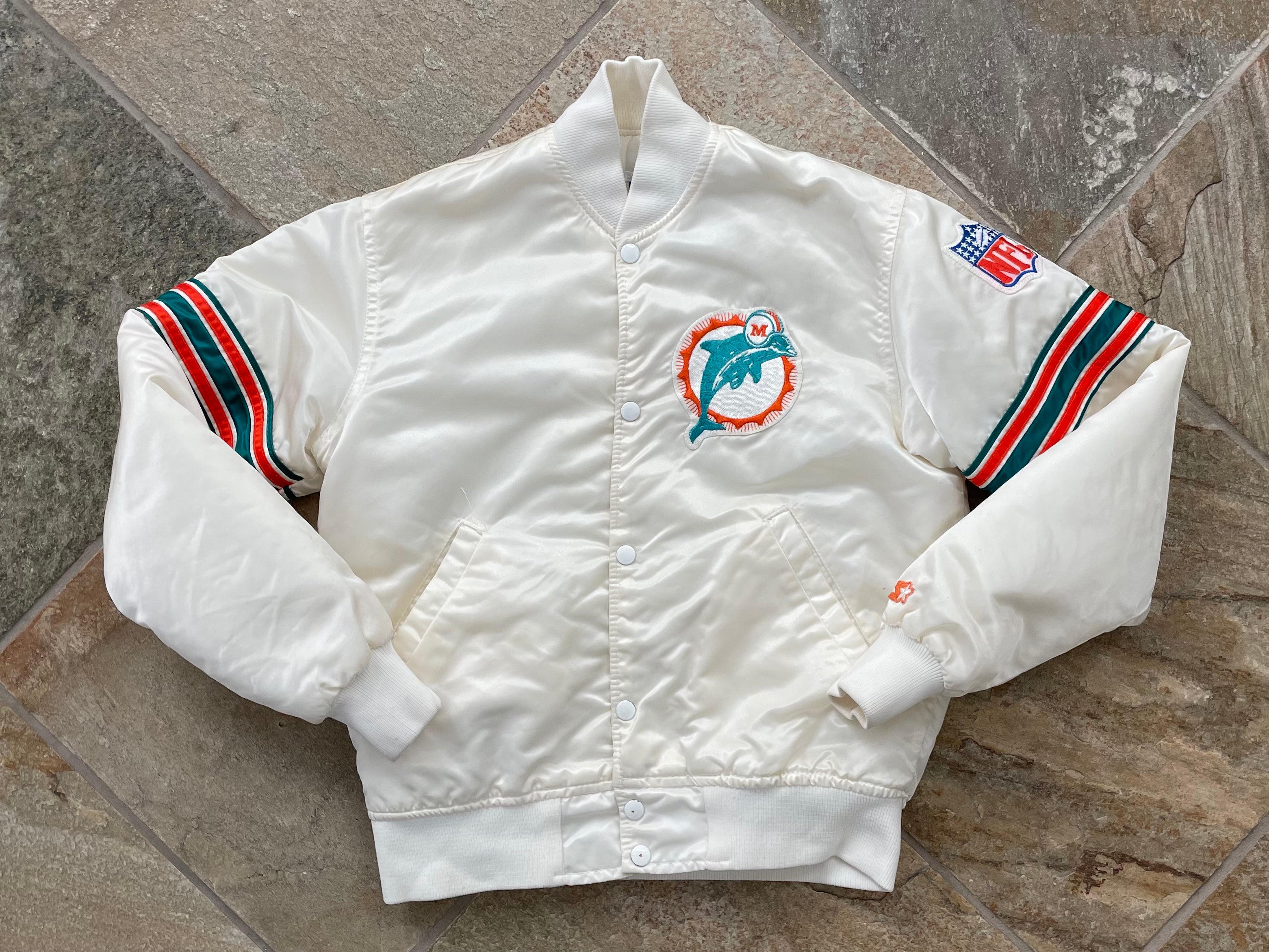 Miami Dolphins Starter Jacket Satin Quilted Vintage 80s NFL Large – Shala  Saral