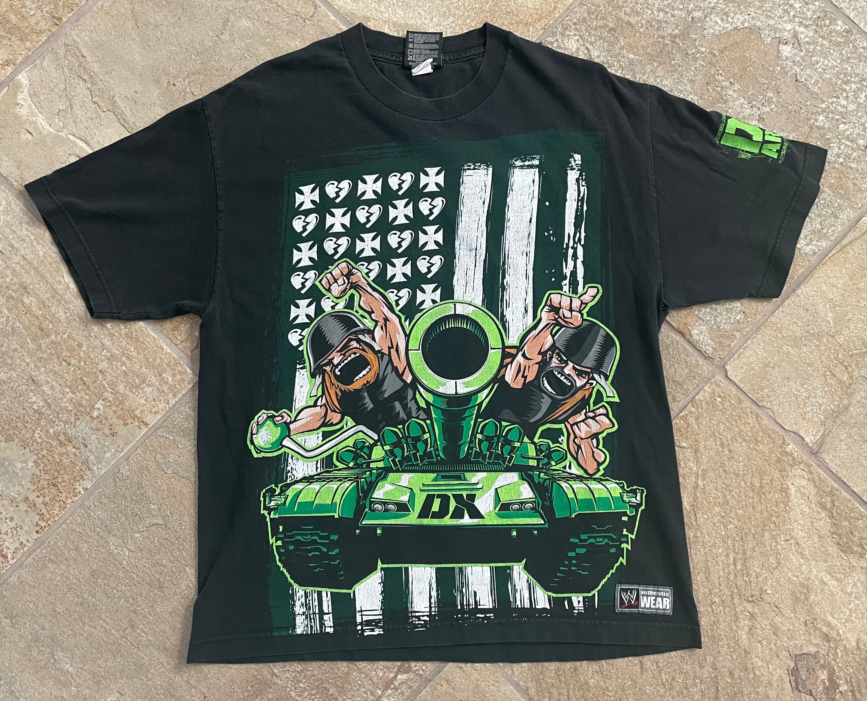 Vintage WWF WWE Degeneration X DX Army Wrestling TShirt, Size 