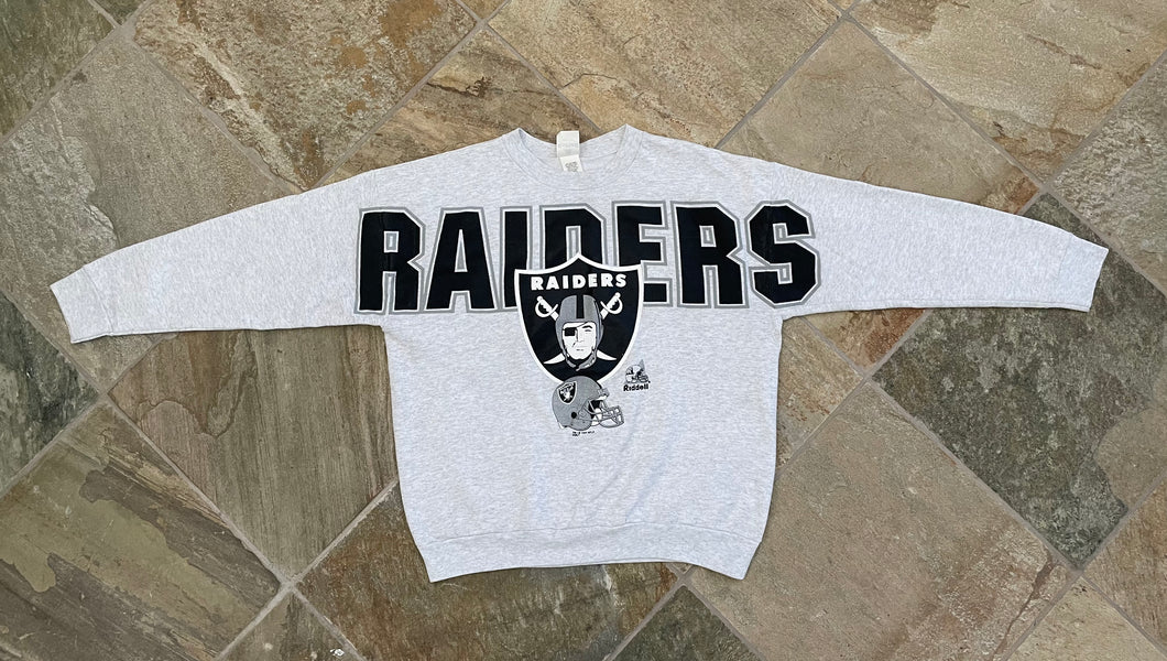 Vintage Oakland Raiders Riddell Spellout Football Sweatshirt, Size XL