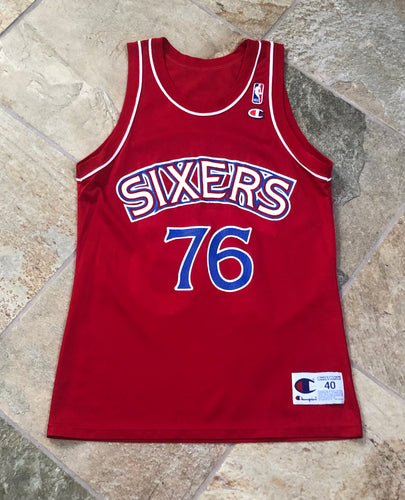 Vintage Philadelphia 76ers Shawn Bradley Champion Basketball Jersey, Size 40, Medium