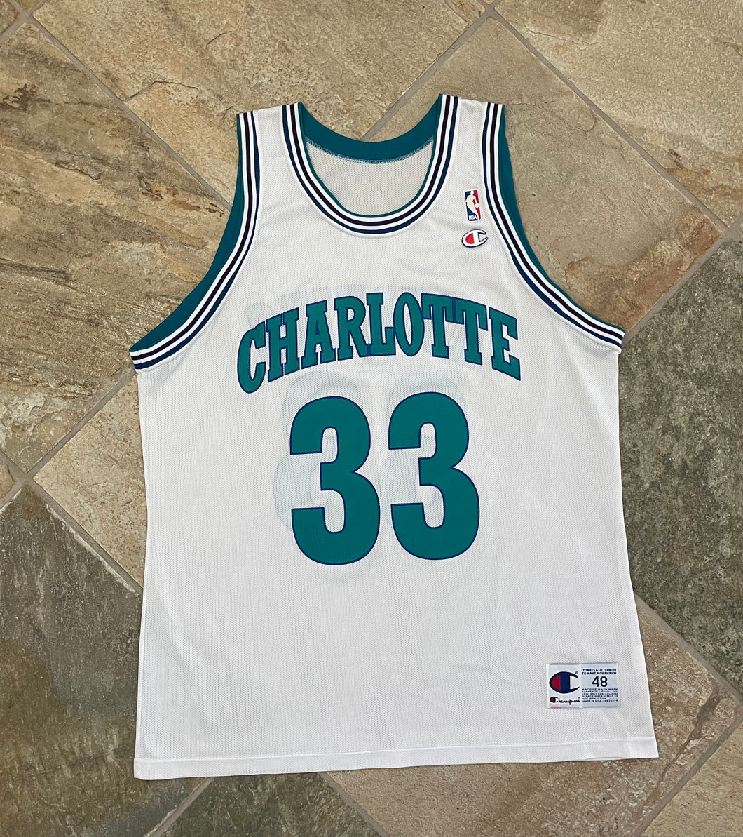 Vintage Charlotte Hornets Alonzo Mourning Champion Basketball Jersey, Size 48, XL