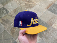 Load image into Gallery viewer, Vintage Utah Jazz Sports Specialties Script Fitted Pro Basketball Hat, Size 7 3/8
