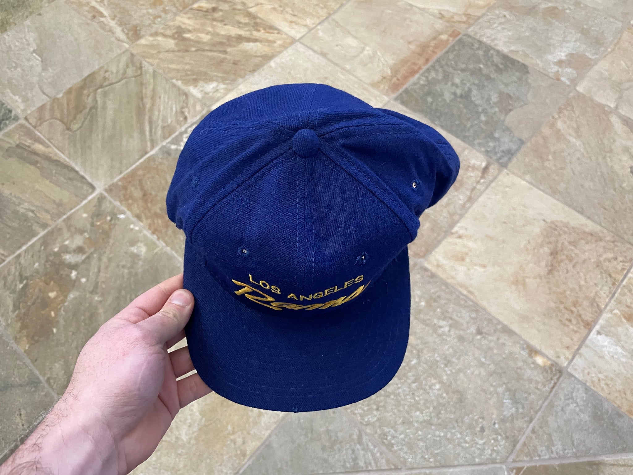 Vintage Rare Los Angeles Rams Sports Specialties Script Twill Hat Cap  Snapback | SidelineSwap