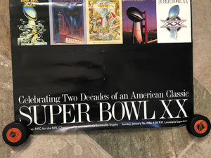 Vintage Super Bowl XX Chicago Bears New England Patriots NFL Football Poster