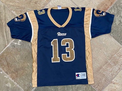 Vintage St. Louis LA Rams Kurt Warner Champion Football Jersey, Size Youth Large, 14-16