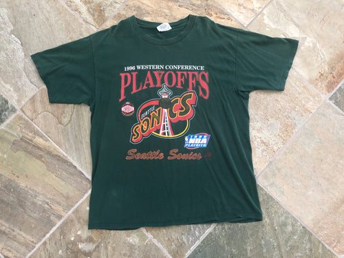 Vintage Seattle SuperSonics 1996 Playoffs Lee Sports Basketball Tshirt, Size XL