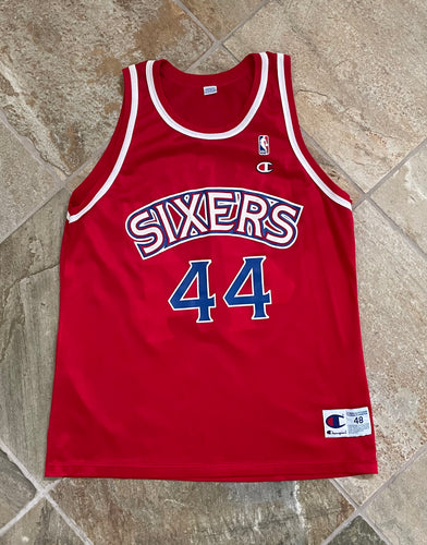 Vintage Derrick Coleman Philadelphia 76ers Champion Basketball Jersey, Size 48, XL