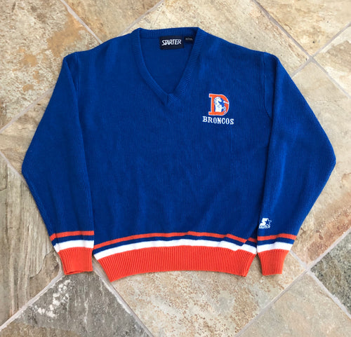 Vintage Denver Broncos Starter Football Sweater Sweatshirt, Size Large