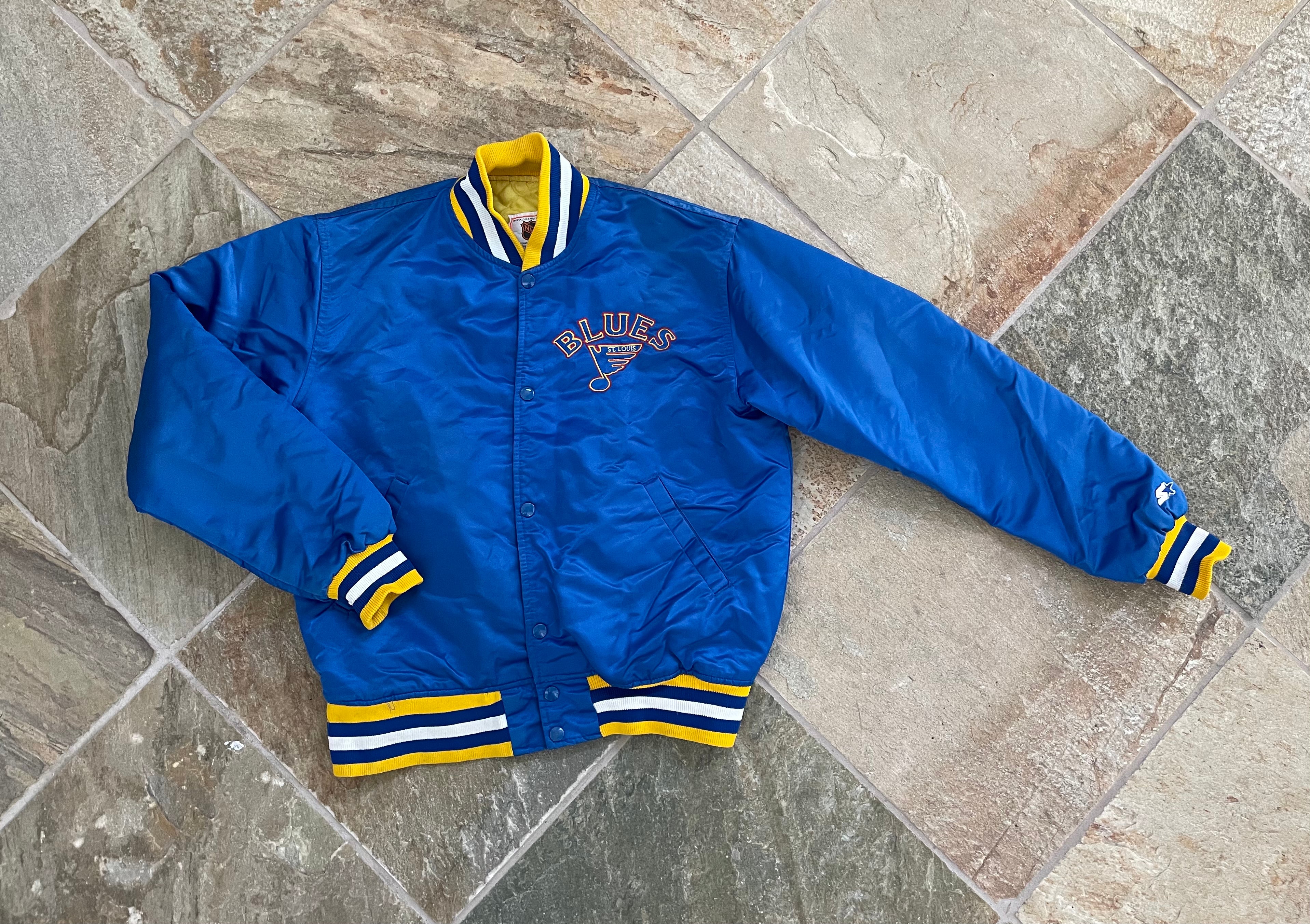 Vintage early 90s St Louis Blues Satin Starter Jacket. Men's XL