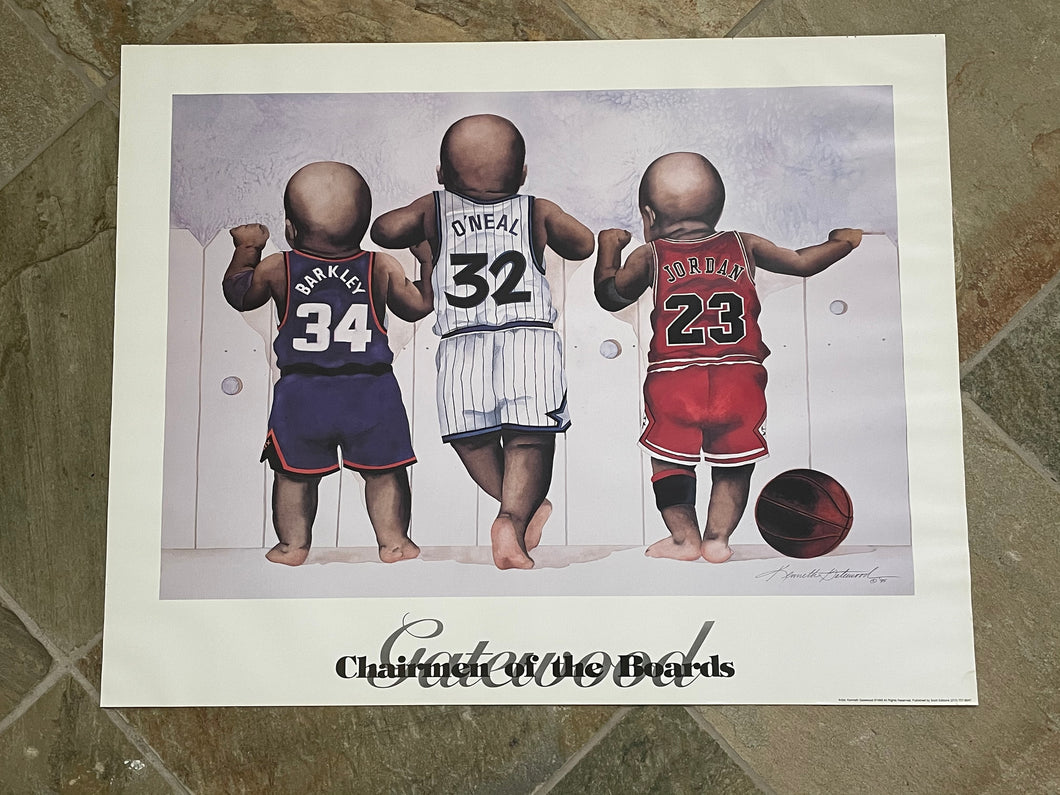 Vintage Chairmen of the Boards Baby Jordan, Shaq, Barkley Basketball Poster, Print