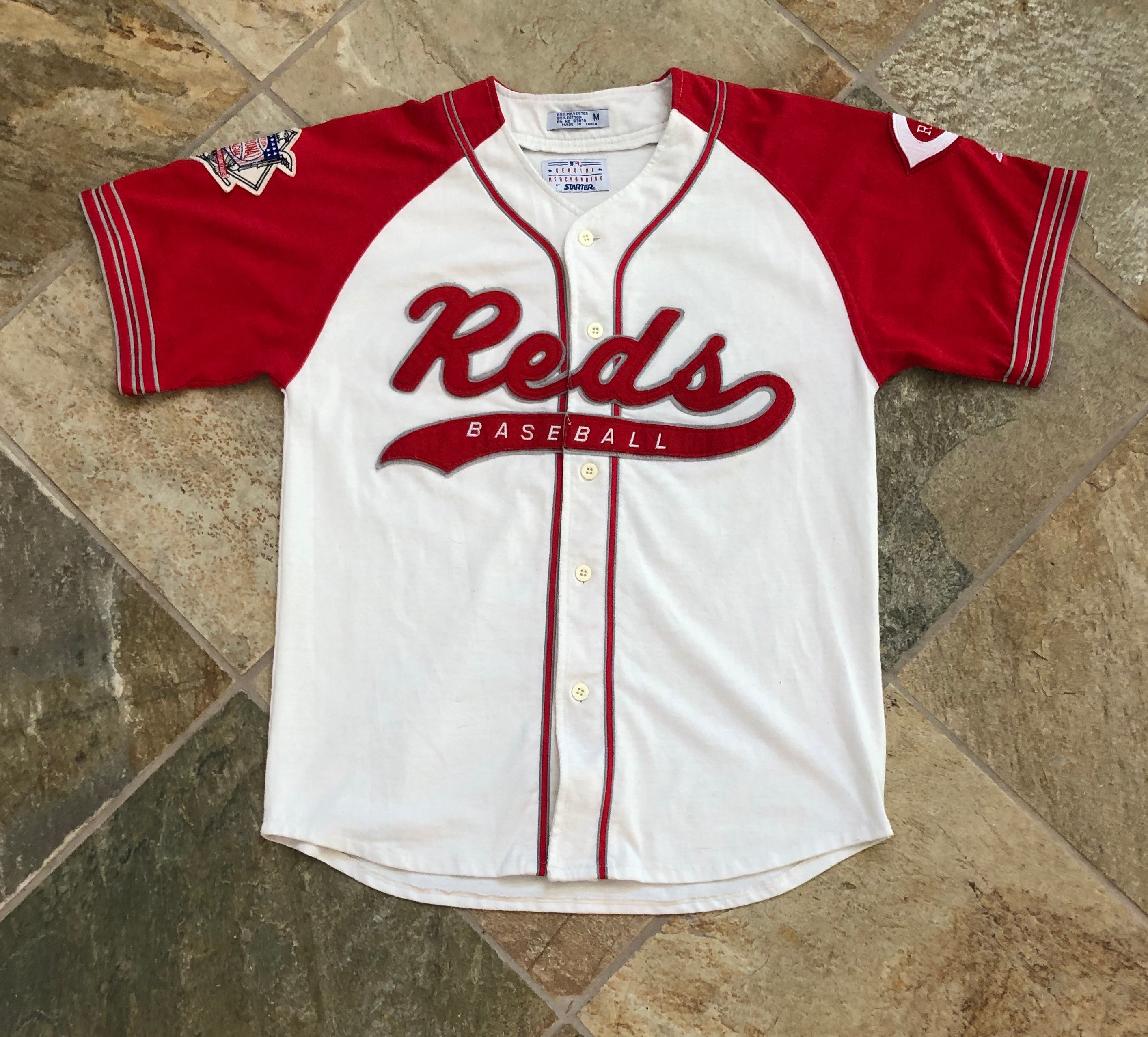 Vintage 90s Cincinnati Reds Pin Stripe Starter Baseball Jersey 