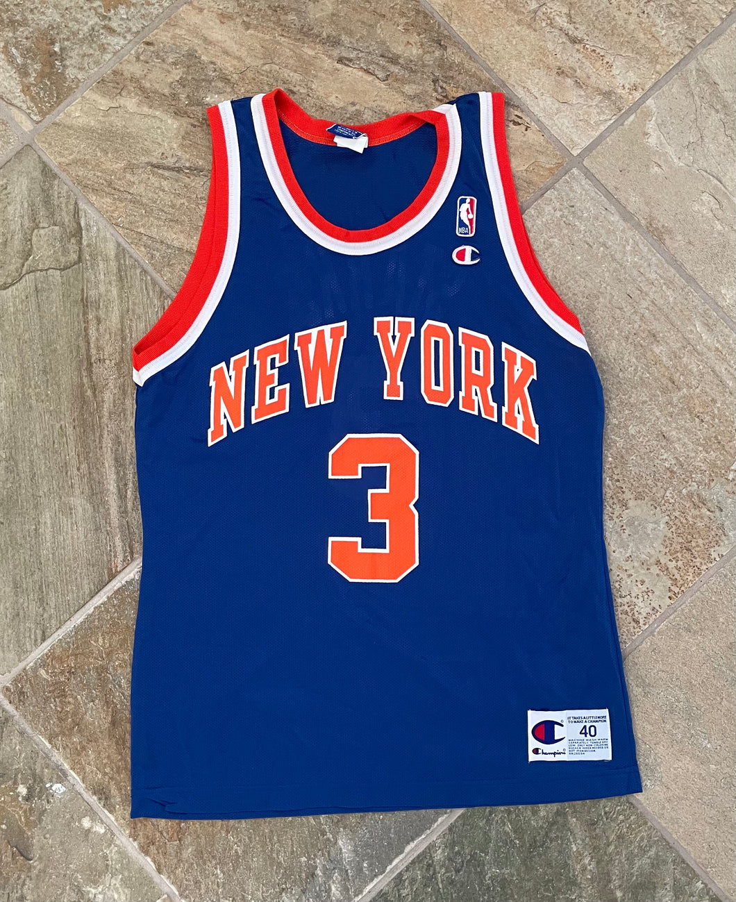 Vintage New York Knicks John Starks Champion Basketball Jersey, Size 40, Medium