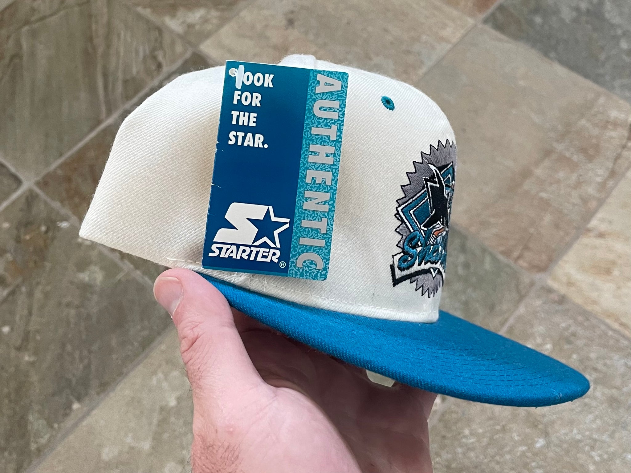 Vintage Starter NHL San Jose Sharks Teal Pinstriped Snapback Hat Cap