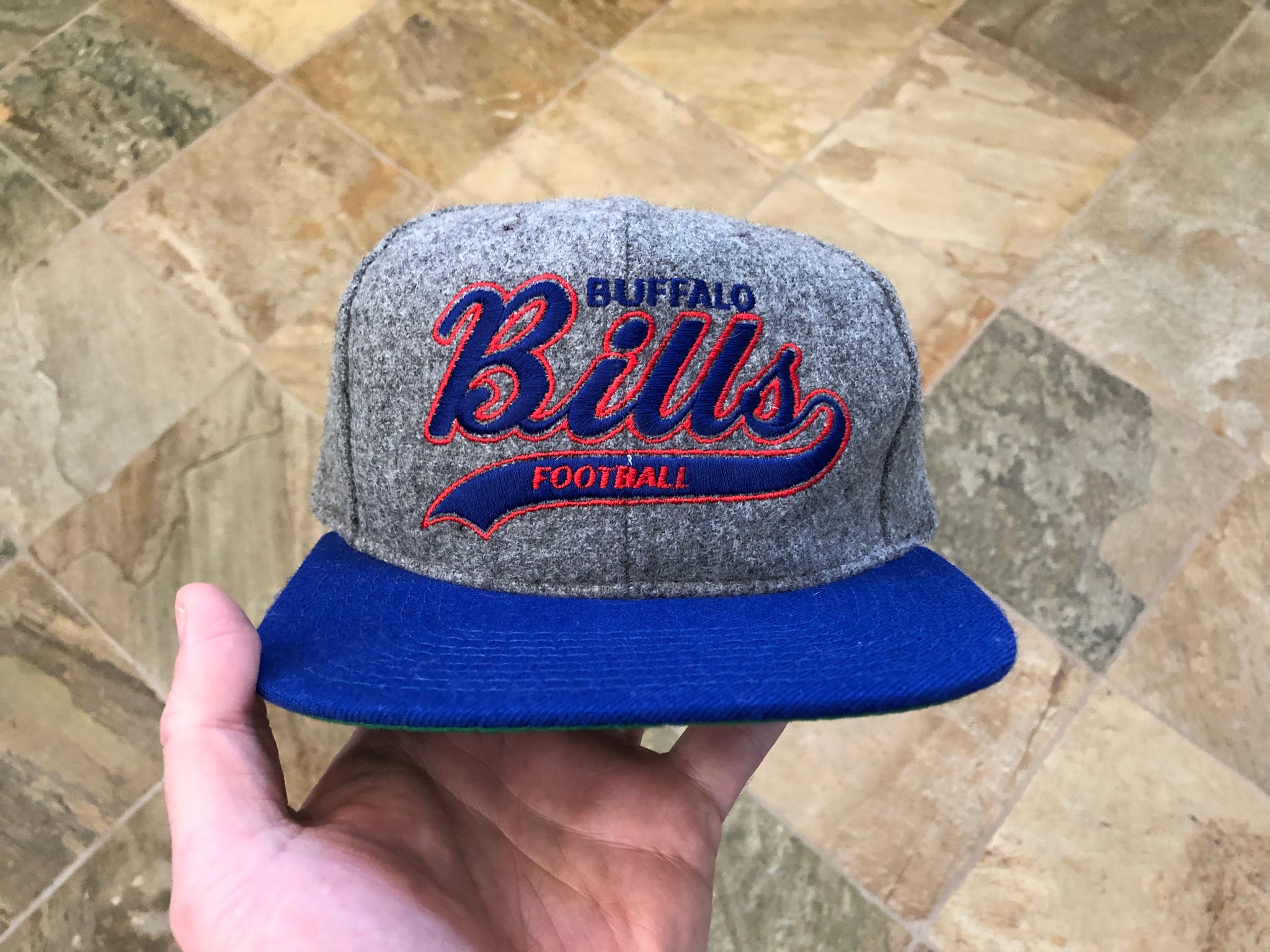 Vintage 1990's Buffalo Bills Starter 'Script' Wool Snapback