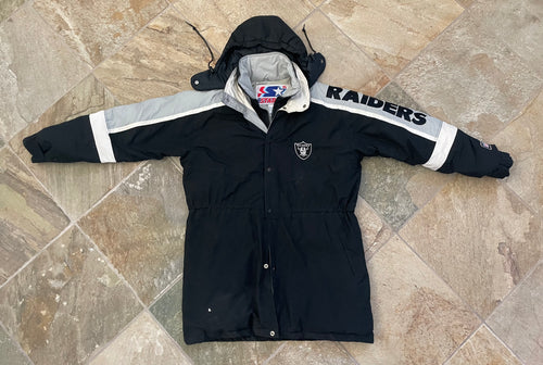 Vintage Oakland Raiders Starter Trench Coat Parka Football Jacket, Size Large
