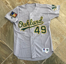 Load image into Gallery viewer, Vintage Oakland Athletics Scott Lydy Game Worn, Team Issued Russell Athletic Diamond Collection Baseball Jersey, Size 46, Large