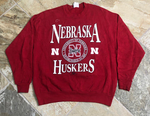 Vintage Nebraska Huskers College Sweatshirt, Size Large