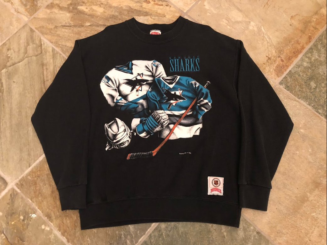 Vintage San Jose Sharks Nutmeg Crewneck Hockey Sweatshirt, Size Adult Meduim