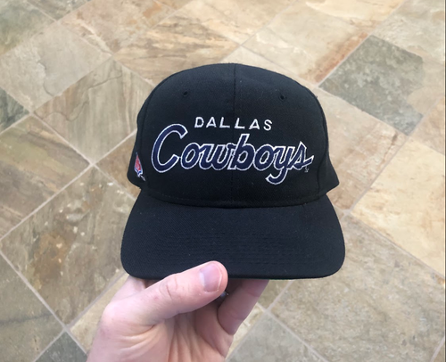 Vintage Dallas Cowboys Sports Specialties Black Dome Double Line Scrip Football Hat