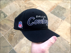 Vintage Dallas Cowboys Sports Specialties Black Dome Double Line Scrip Football Hat
