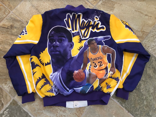 Vintage Magic Johnson LA Lakers Chalk Line Fanimation Basketball Jacket, Size Adult Large