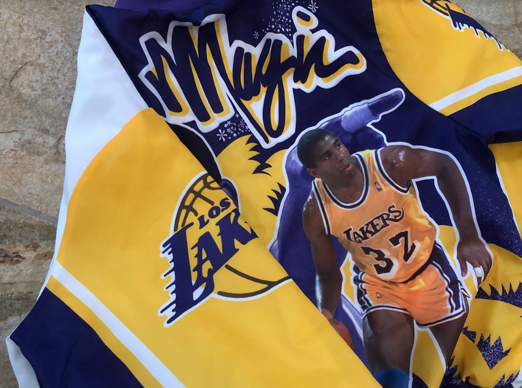 Vintage Magic Johnson LA Lakers Chalk Line Fanimation Basketball